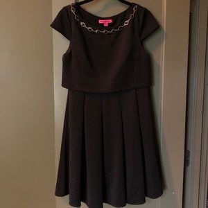 Betsey Johnson black dress with gold chained neck